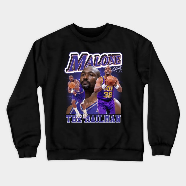 Karl Malone The Mail Man Basketball Legend Signature Vintage Retro 80s 90s Bootleg Rap Style Crewneck Sweatshirt by CarDE